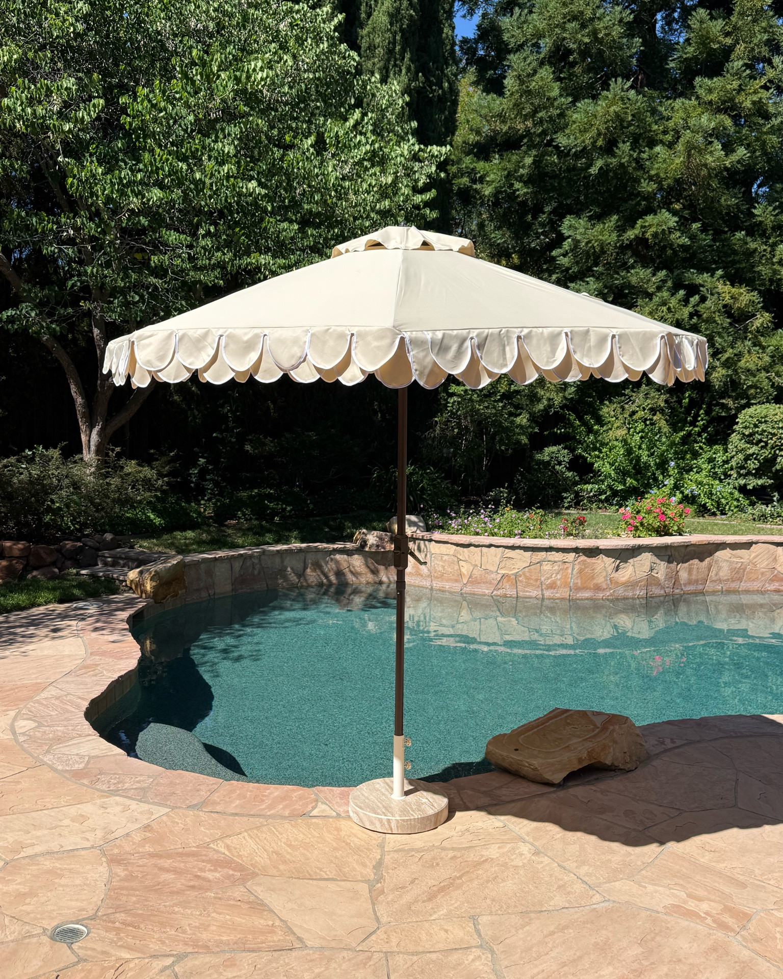 Love the travertine look on this umbrella stand. 

Pool side, backyard, patio.

#LTKSwim #LTKHome #LTKOver40