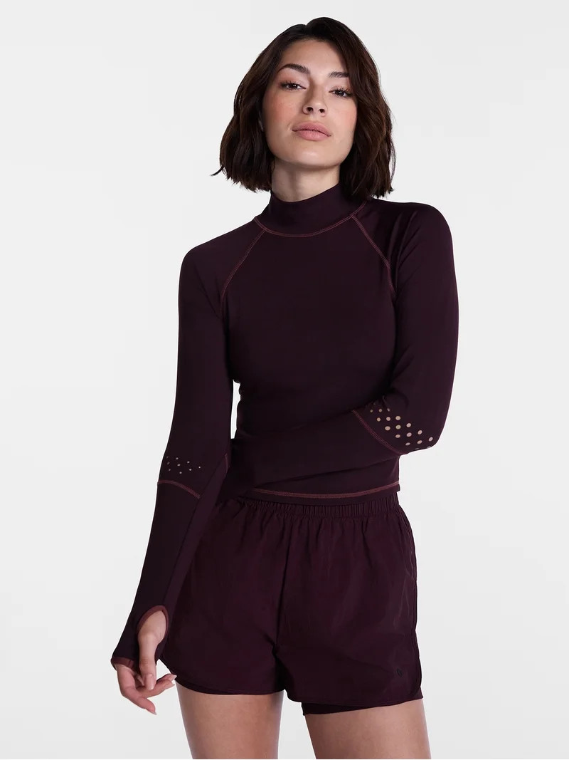 Avia Women\u2019s Mock Neck Run Top with Long Sleeves, Sizes XS-XXXL | Walmart (US)
