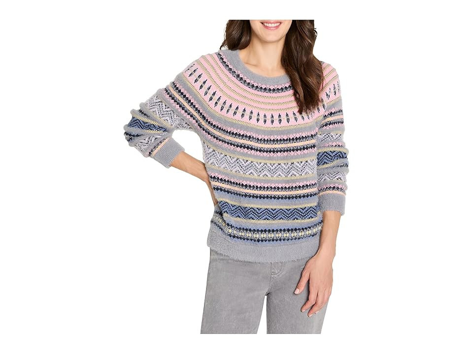 NIC+ZOE Cozy Fairisle Sweater Women's Clothing Grey : LG, Cotton/Nylon/Polyester | Zappos