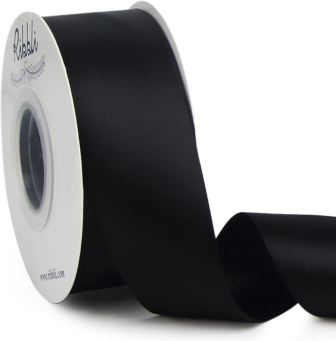 Ribbli Black Double Faced Satin Ribbon,1-1/2” x Continuous 25 Yards,Use for Bows Bouquet,Gift W... | Amazon (US)