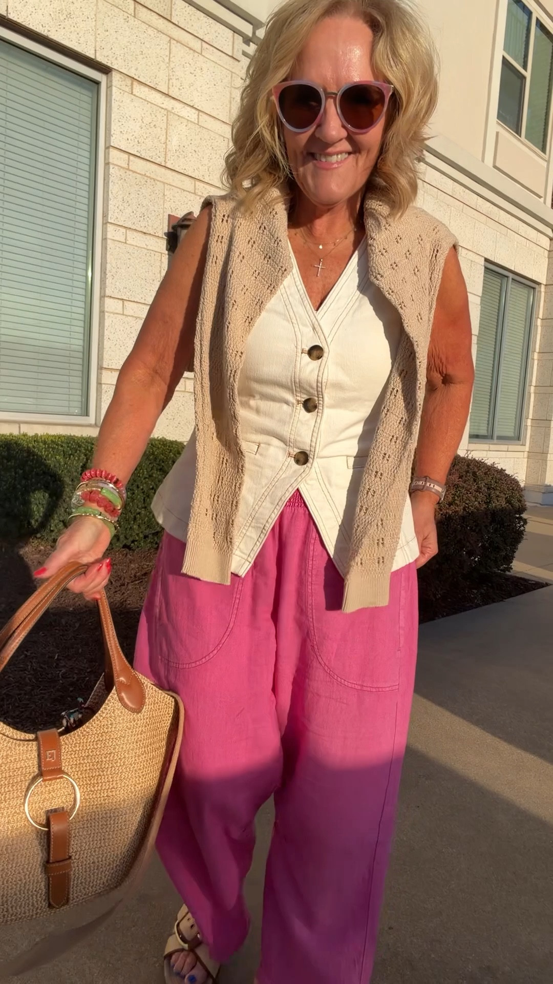 Vest size medium 
My pink pants are limited wearing size small reg but I love the athleta pink too. I wear a medium petite in those 

20% off my necklace stack code TAKE20 Electric picks 
20% off my bracelets code NANETTE20
10% off my bag code NANETTE


#LTKPetite #LTKOver40 #LTKootd