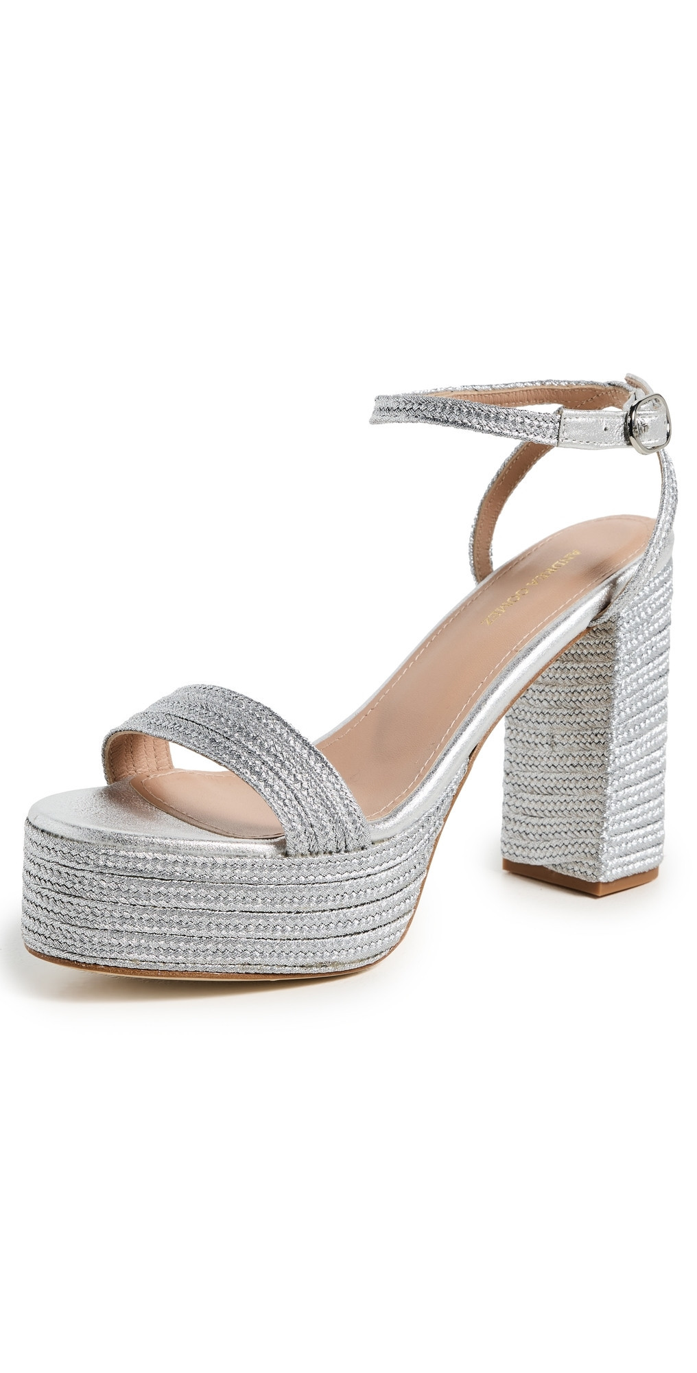 Andrea Gomez Becka Platform Heels Silver Raffia 39.5 | Shopbop