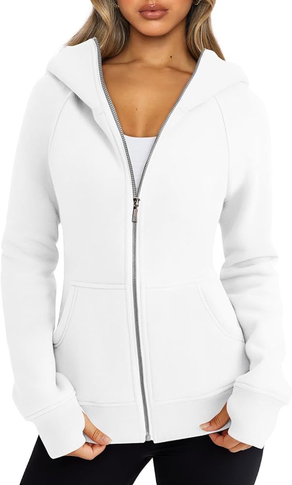 Trendy Queen Womens Zip Up Hoodies Fleece Jackets Sweatshirts Fall Outfits Sweaters With Pockets ... | Amazon (CA)