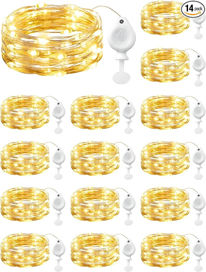 Brightown 14 Pack LED Fairy Lights Battery Operated String Lights, 7ft 20LED Waterproof Silver Wi... | Amazon (US)
