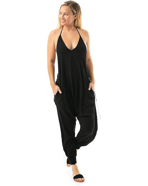 Dreamskull Women's Punk Spaghetti Strap Jumpsuit V Neckline Comfy Loose Harem One Piece Romper… | Amazon (US)