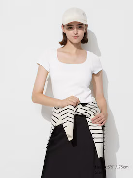 WOMEN'S RIBBED SQUARE NECK CROPPED BRA TOP | UNIQLO AU | Uniqlo Australia
