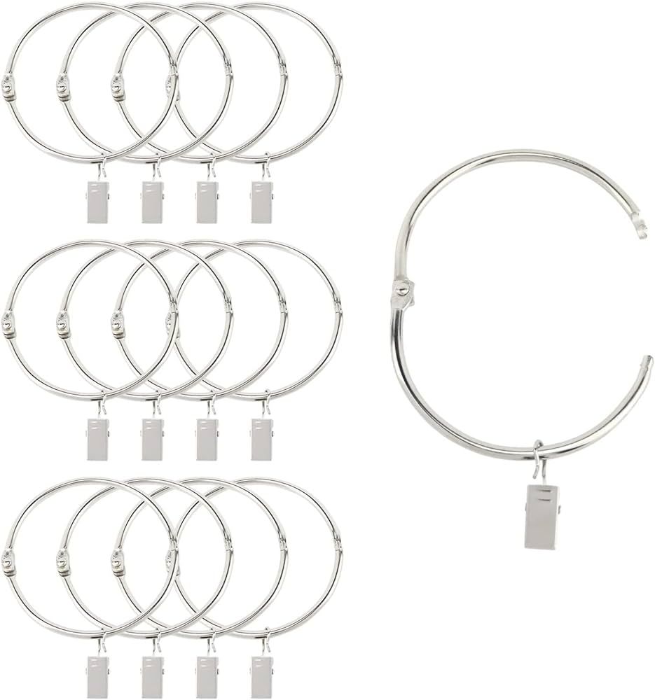 Suneration 12 Pack Openable Curtain Rings with Clips Metal Hangers Ring 3 inch Interior Diameter ... | Amazon (US)