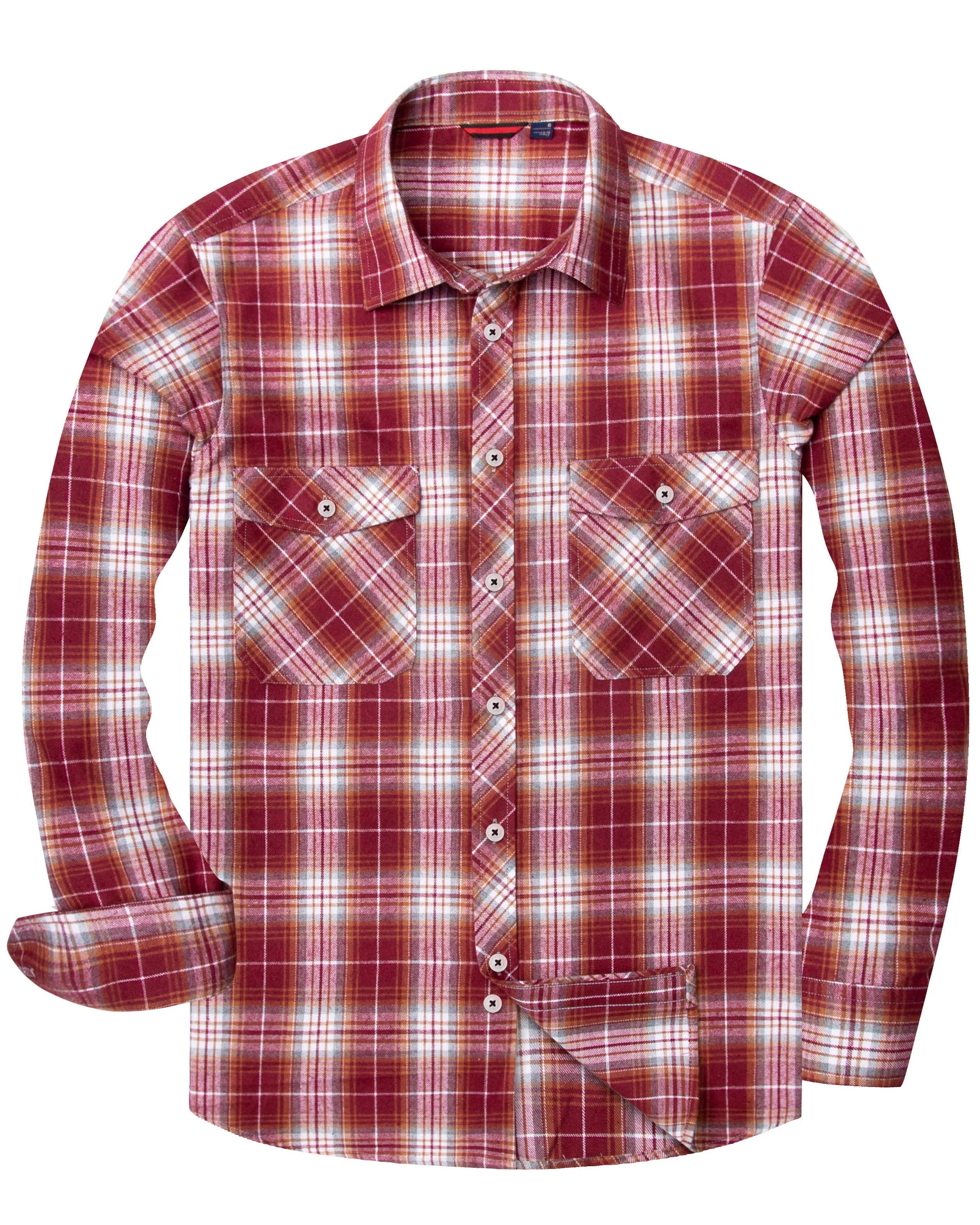 Alimens & Gentle Red Plaid Flannel Shirts for Men Long Sleeve Casual Button Down Shirt | Walmart (US)