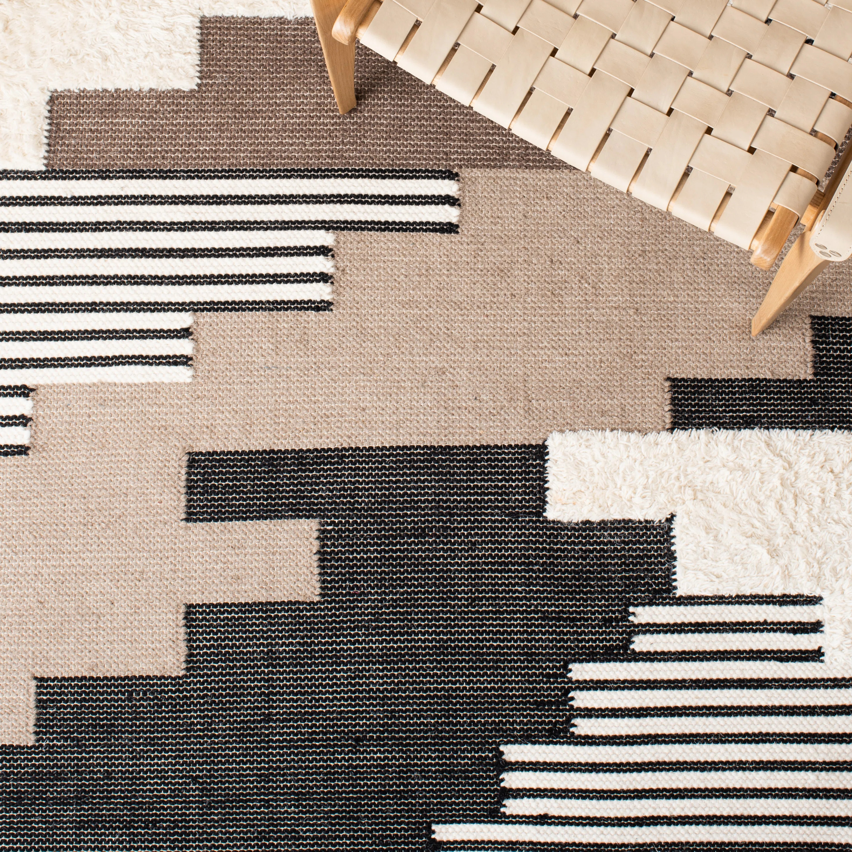 Ingelene Hand Woven Wool/Cotton Rug in Black/Ivory | Wayfair North America