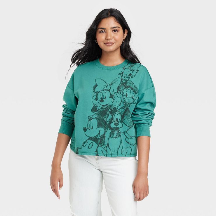 Women's Disney Caricature Graphic Sweatshirt - Green | Target