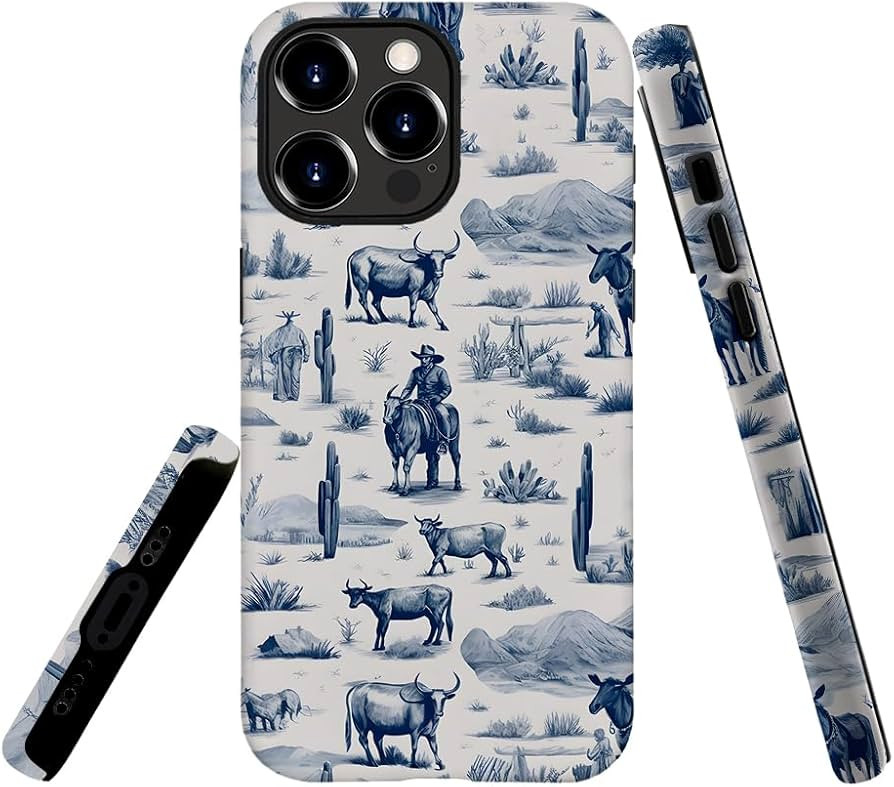 Case Compatible with for iPhone 16 Pro,Vintage Western Horses Cow Phone Case Hybrid 2-Layer Hard ... | Amazon (US)