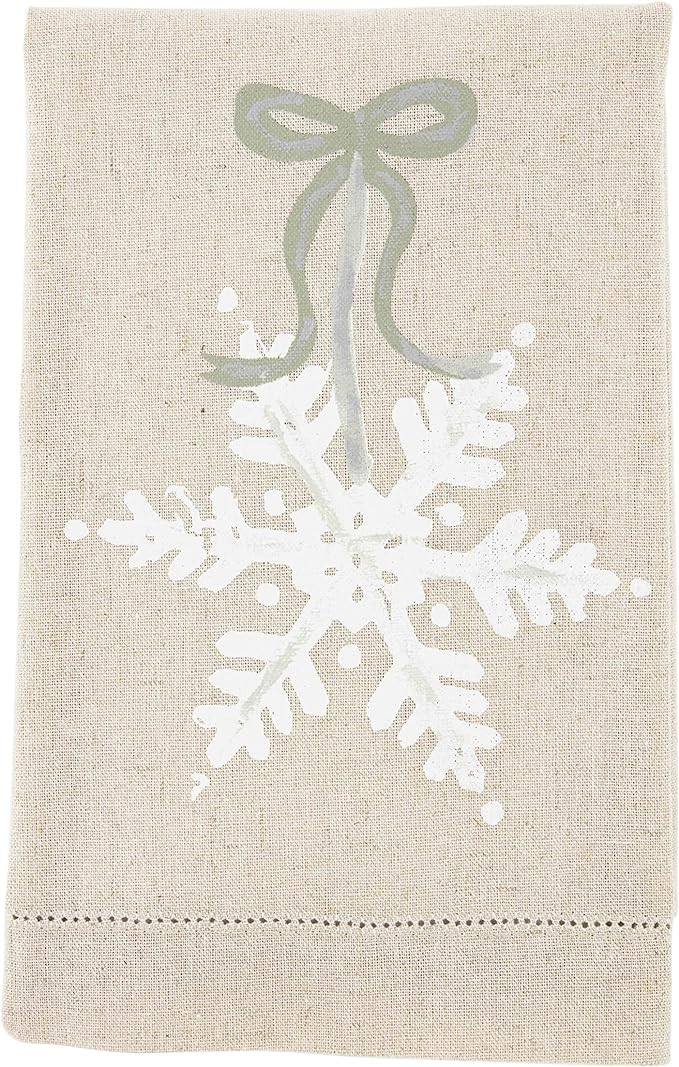 Mud Pie White Painted Towel, Snowflake, Small | Amazon (US)