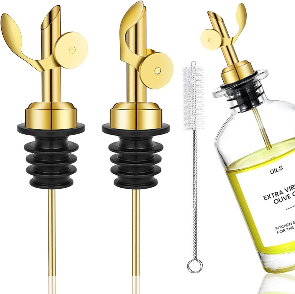 WAFJAMF 2 Pcs Weighted Stainless Steel Bottle Pourers, Self Closing Olive Oil Dispenser Spout, Au... | Amazon (US)