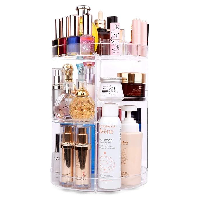 360 Degree Spinning Makeup Organizer, sanipoe Adjustable Makeup Carousel Round Rotating Storage S... | Amazon (US)