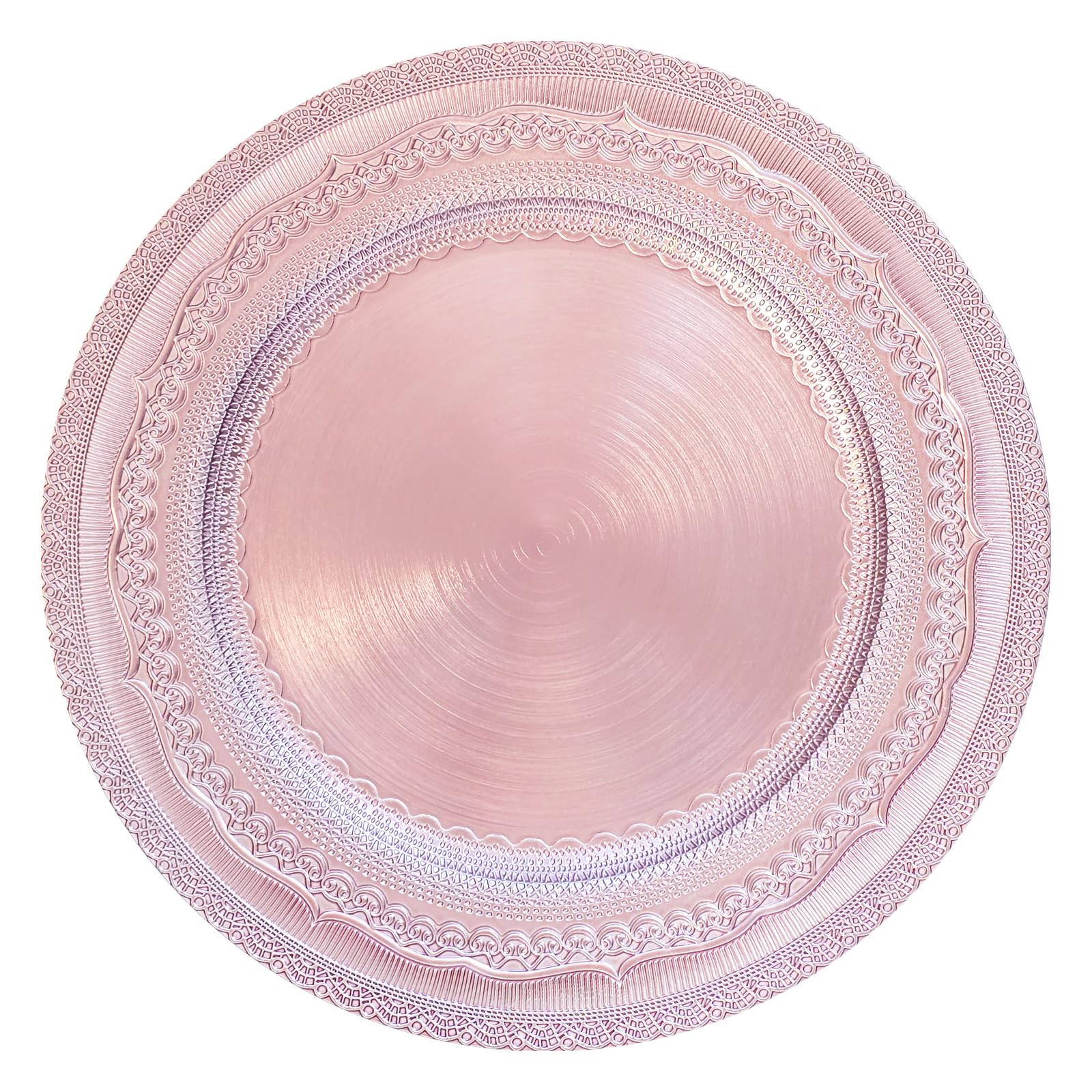 13" Foil-Pink Charger Plates, Lace Embossed Elegant Charger Plate Set of 6, Round Server Ware Cha... | Amazon (US)