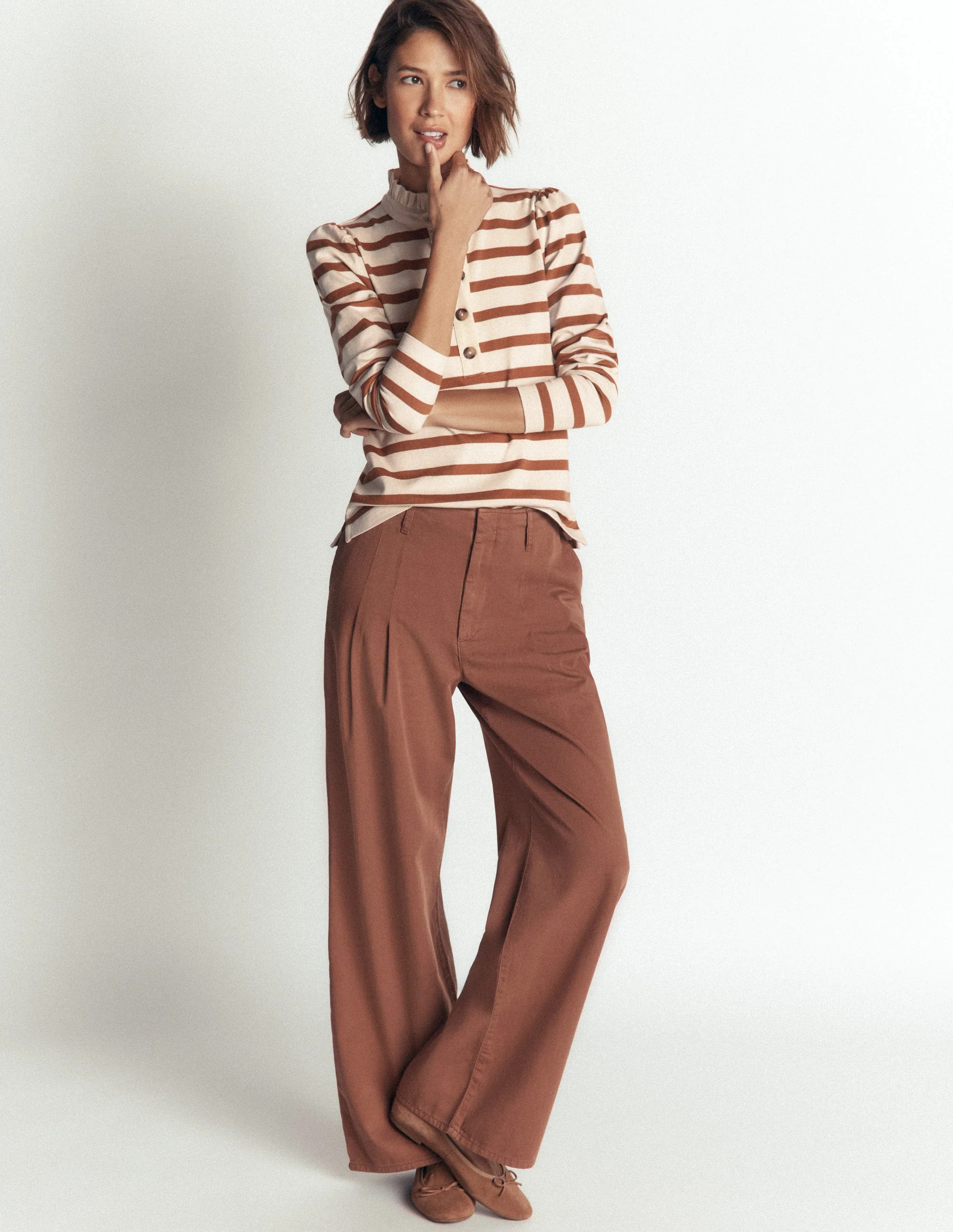 Ruffle Collar Mariner-Ivory and Argon Oil Stripe | Boden (US)
