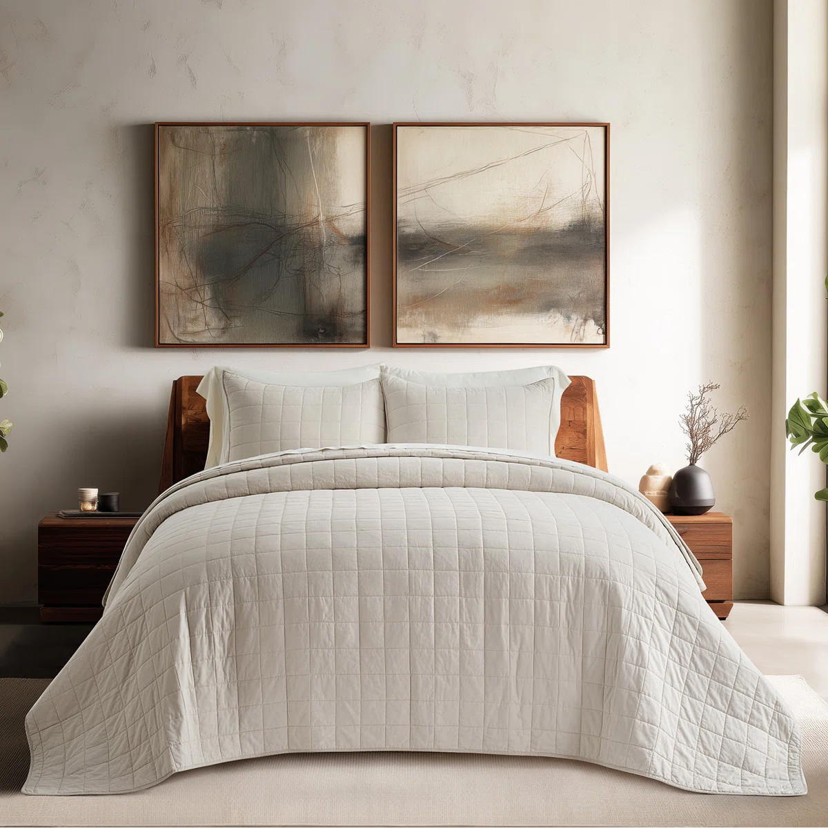 100% Cotton Box Stitch Quilt Set | Wayfair North America