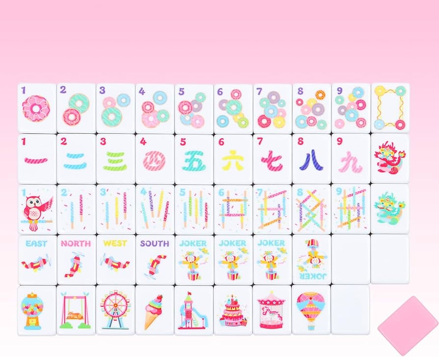 160 Pink American Printed Mahjong Game Set with Carrying Bag and Accessories, 1.2\u2019\u2019 Mah... | Amazon (US)
