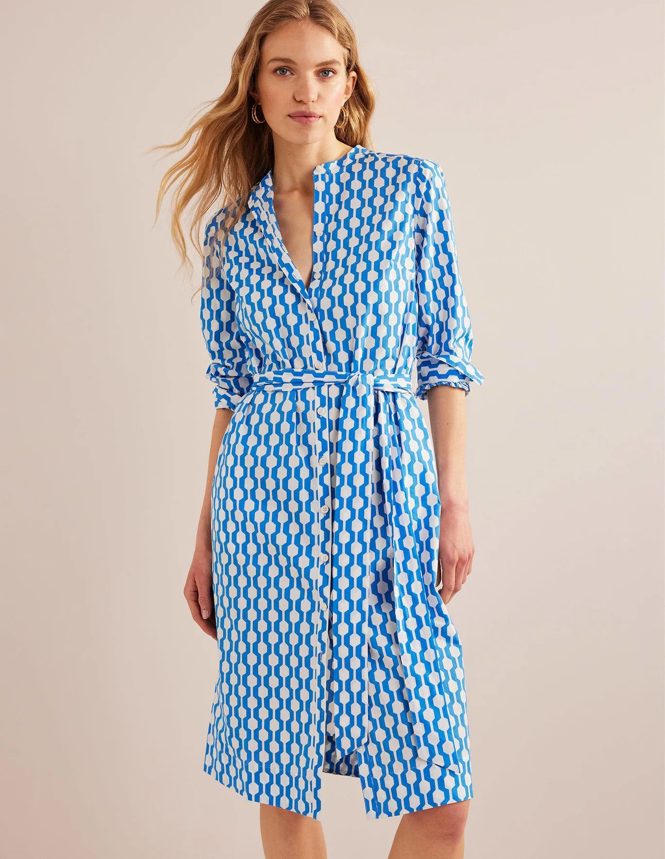 Collarless Midi Shirt Dress | Boden (US)