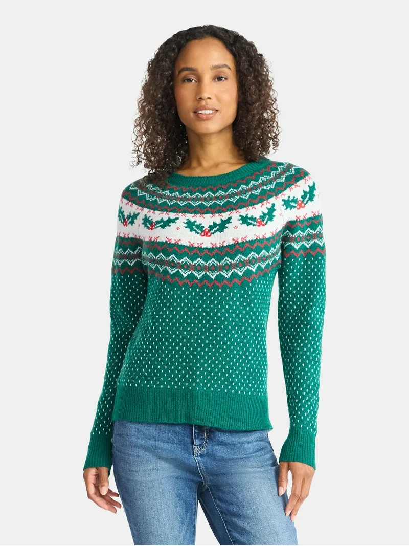 Holiday Time Women's and Women's Plus Pretty Christmas Sweater, Sizes XXS-3X | Walmart (US)