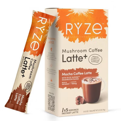 RYZE Mocha Mushroom Coffee Latte sticks - 2.5oz/5ct | Target