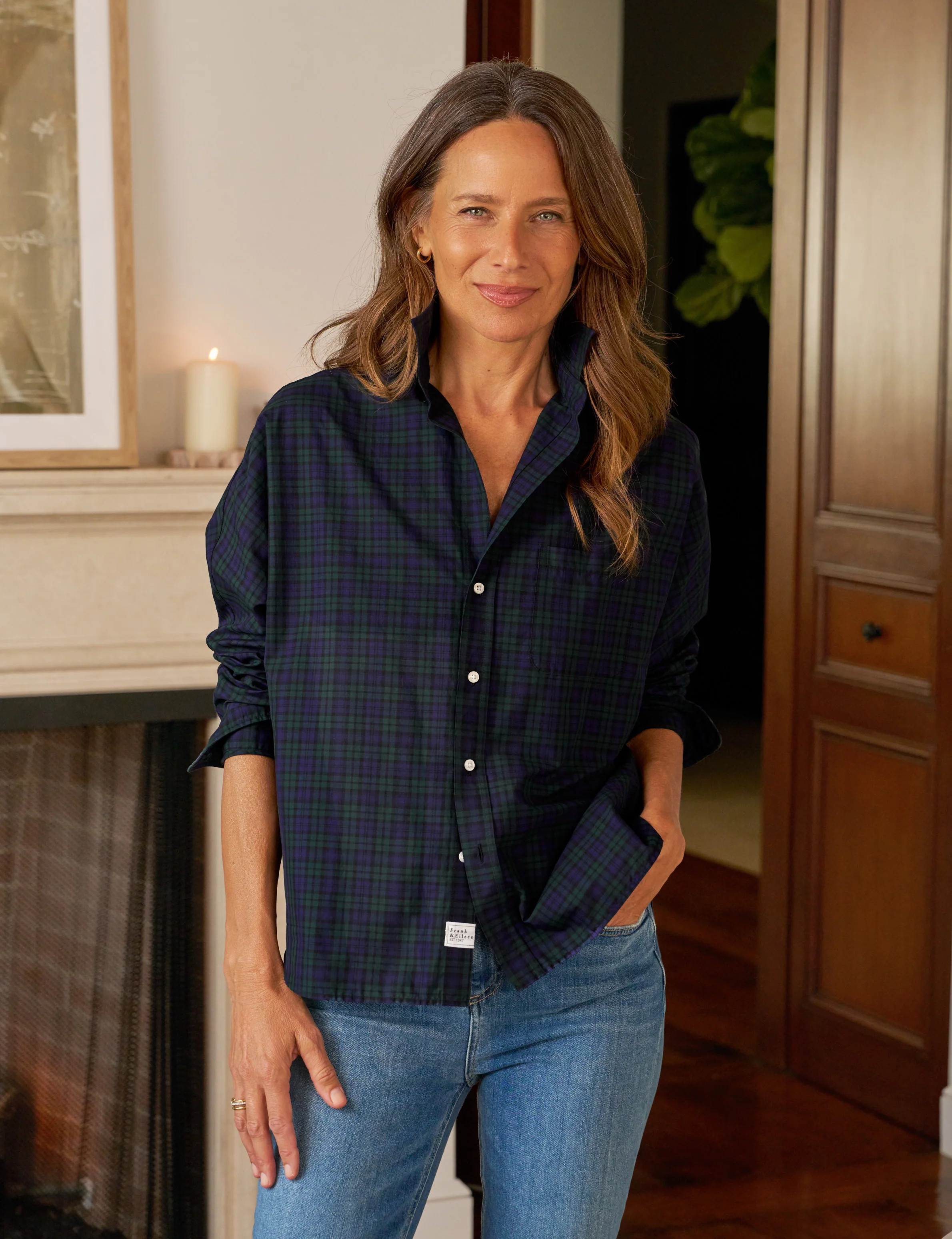 OONA Green and Blue with Black Plaid, Italian Cotton | Frank & Eileen