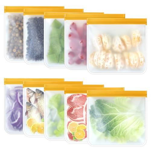 TROUSKAIG 10 Pack Reusable Sandwich Bags, Silicone Sandwich Bags Reusable, Reusable Silicone Ziplock Bags, Leakproof Sandwich Containers for Lunch Boxes, Travel Picnic, Work, Home Use | Amazon (US)