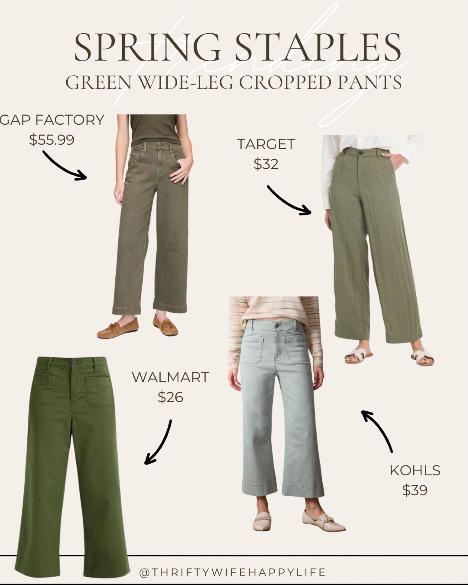 Spring Staples! I love green wide-leg cropped pants in the spring. Here are some options under $60

#LTKStyleTip #LTKFindsUnder100 #LTKPetite