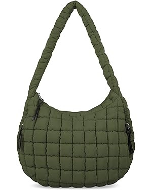 Quilted Puffer Tote Bag for Women Large Quilted Crossbody Bag Lightweight Nylon Puffy Quilted Car... | Amazon (US)