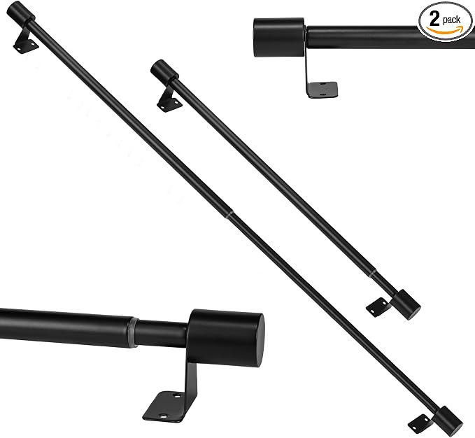 SUTINE 2 Pack Thin Curtain Rod 18 To 30 Inch, Adjustable Small Curtain Rod, Short Curtains Rods F... | Amazon (US)