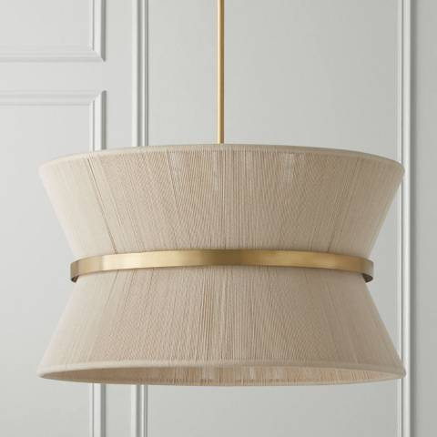 Capital Lighting Cecilia 24.5" 8-Light Brass and Rope Modern Pendant | Lamps Plus