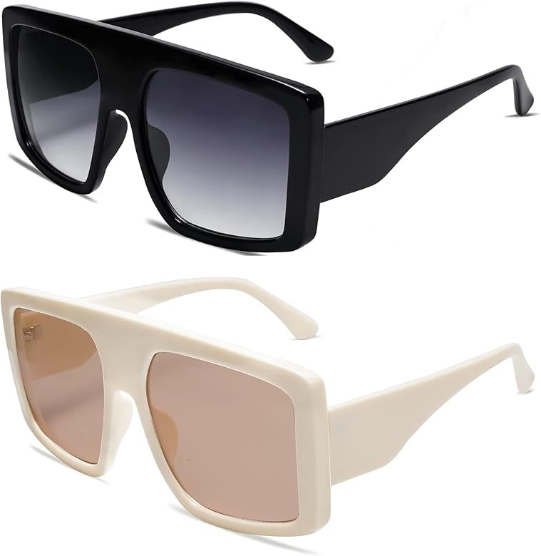 VANLINKER Oversized Square Sunglasses Fashion Flat Top baddie Shades VL9579 | Amazon (US)