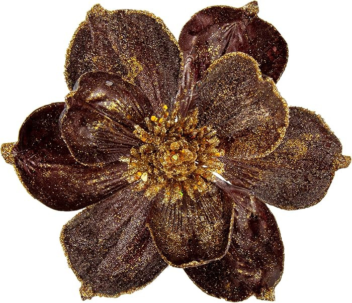 Briful 8’’ Large Heads Christmas Glitter Magnolia Flowers Christmas Tree Ornaments Set of 4 A... | Amazon (US)