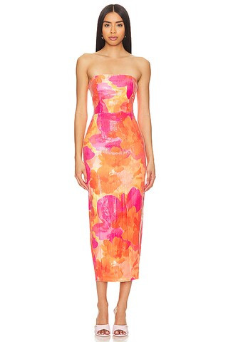 Runaway The Label Oralie Midi Dress in Orange Floral from Revolve.com | Revolve Clothing (Global)