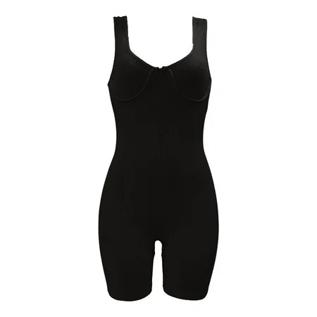 kpoplk Womens One Piece Jumpsuit Womens Romper Loose Casual V Neck Spaghetti Strap Stretchy Long Rom | Walmart (US)