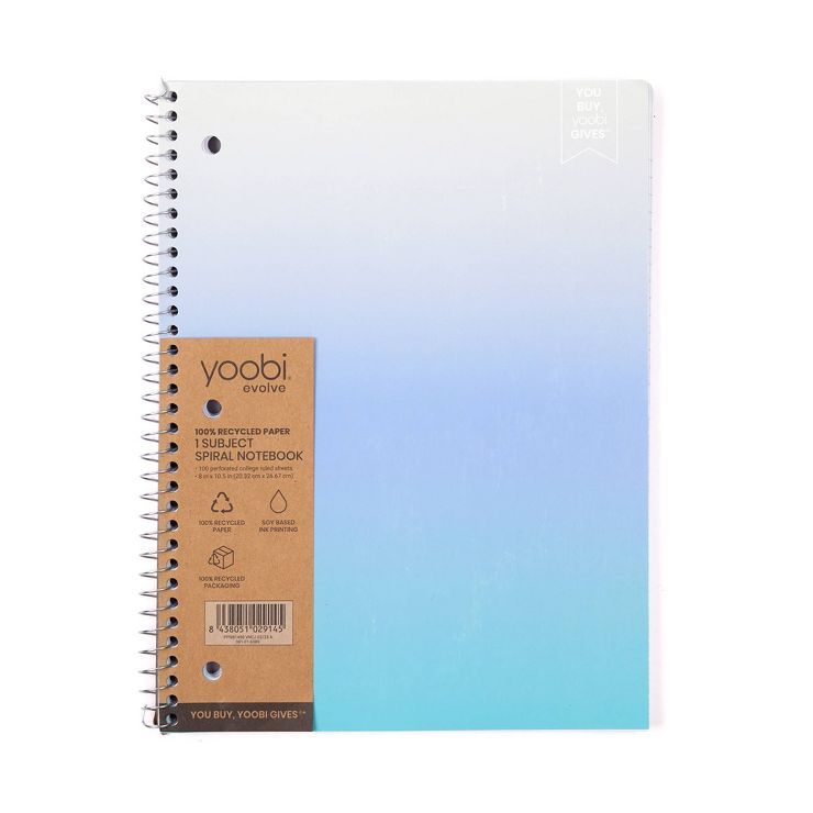 1 Subject 100 Sheets College Ruled Spiral Notebook Aqua Ombre - Yoobi™ | Target