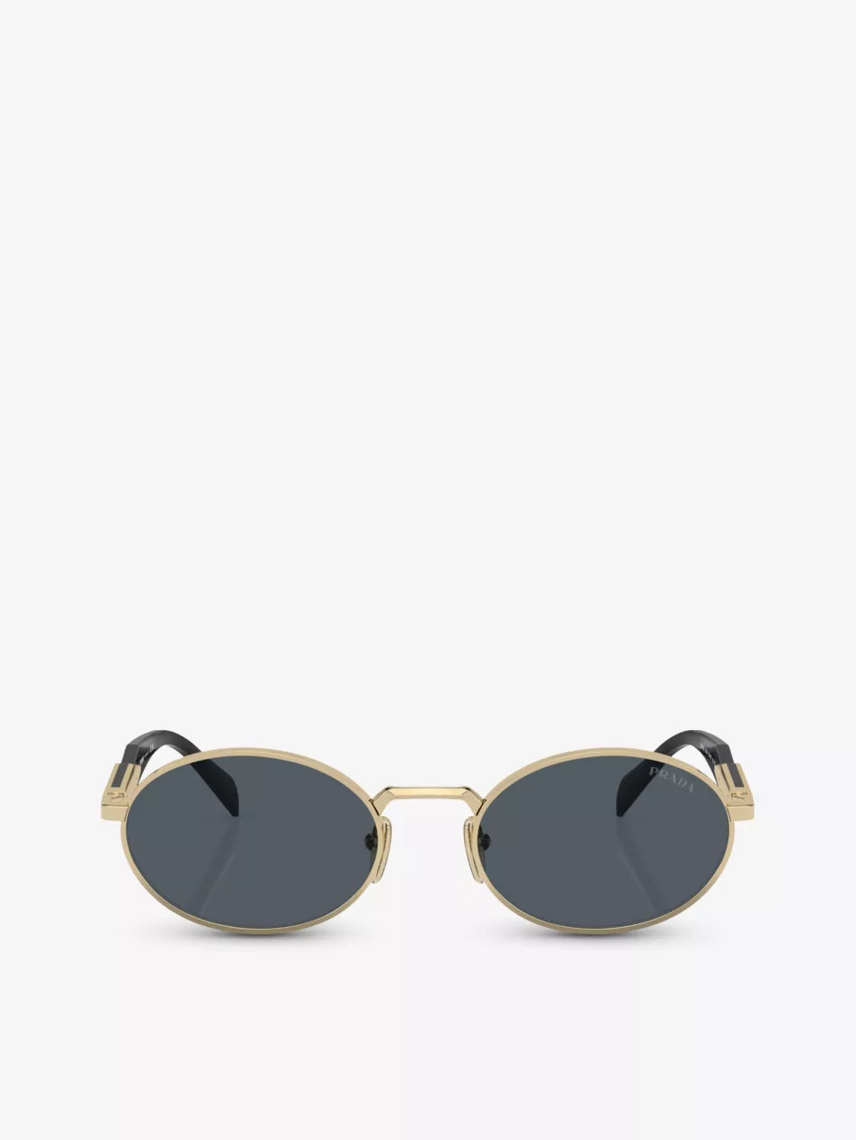 PR 65ZS Oval-Frame Metal Sunglasses | Selfridges