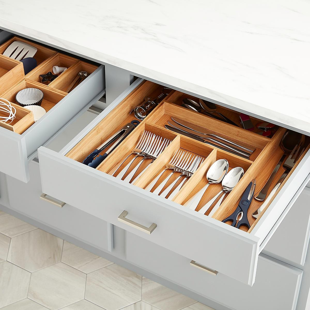 Expandable Bamboo Silverware Tray | The Container Store