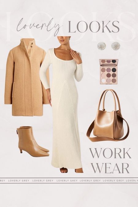 Loverly Grey winter workwear outfit idea. Gorgeous ribbed sweater dress and ankle booties. 

#LTKstyletip #LTKworkwear #LTKSeasonal