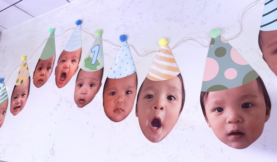 Custom Face Photo Banner: Party Hats, Personalized Birthday Garland - Etsy | Etsy (US)