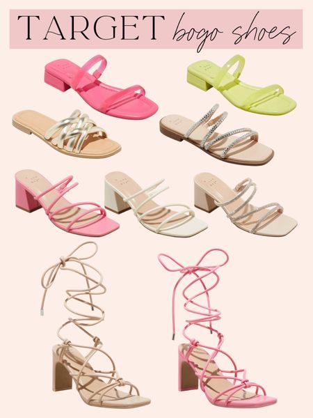 Target shoes are buy one get one 50% off! Pink sandals, metallic sandals, rhinestone sandals, lace up heels, summer heels, summer shoes

#LTKsalealert #LTKshoecrush #LTKunder50