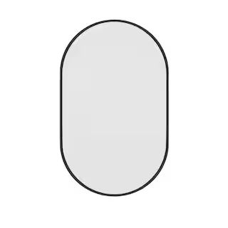 Glass Warehouse 22 in. W x 36 in. H Stainless Steel Framed Pill Shape Bathroom Vanity Mirror in B... | The Home Depot