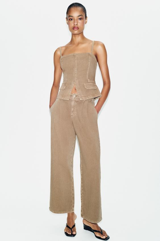 Z1975 MID-RISE WIDE LEG JEANS WITH DARTS | Zara Canada