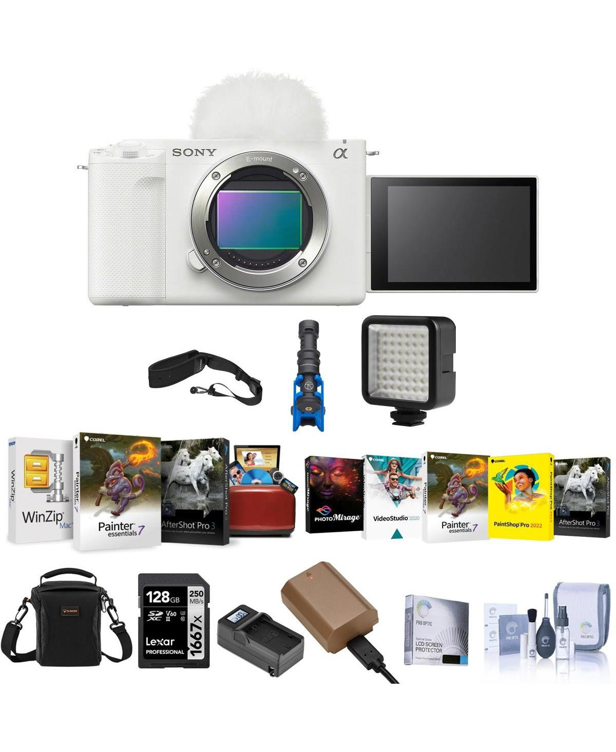 Sony Sony Zv-E1 Full Frame Mirrorless Vlog Camera, White - Bundle w/ Shoulder Bag, 128GB Sd Card, Extra Battery, Charger, Cleaning Kit, Corel Mac & Pc | Macy's