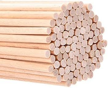 BFDYY Unfinished Natural Wood Craft Dowel Rods 100 Pack(Wood color-12 x 1/8 Inch) | Amazon (US)