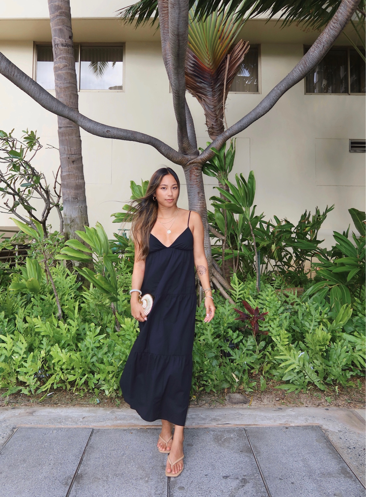 black dress sold out but linked similar 🖤 | maxi dress | summer dress | gold shell purse | amazon fashion find | nude heels | sandal heels | summer fashion | summer outfit | summer style | simple fashion | simple style | travel outfit | vacation outfit 

#LTKunder50 #LTKtravel #LTKstyletip