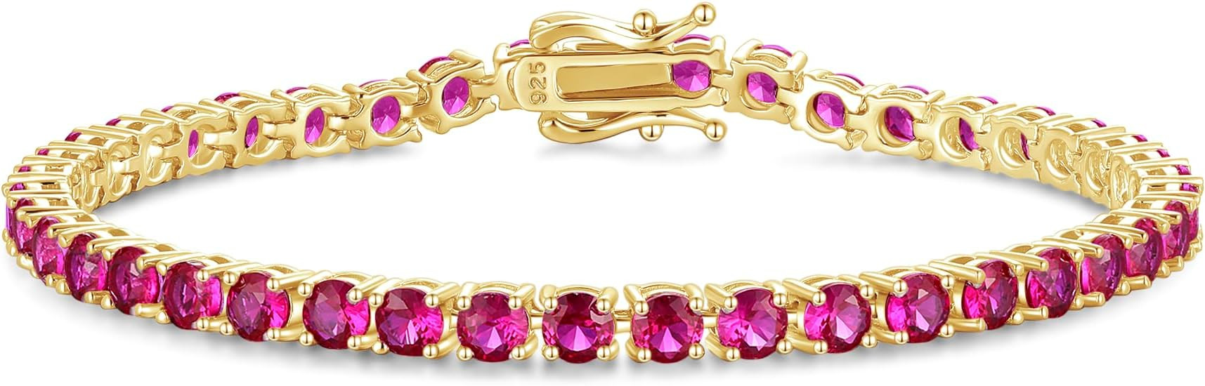 FANCIME Birthstone Bracelet 14K Gold Plated Tennis Bracelets Sterling Silver with Gold Plated Fin... | Amazon (US)