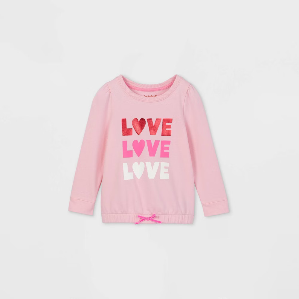 Toddler Girls' 'Love' Sweatshirt - Cat & Jack Pink 12M | Target