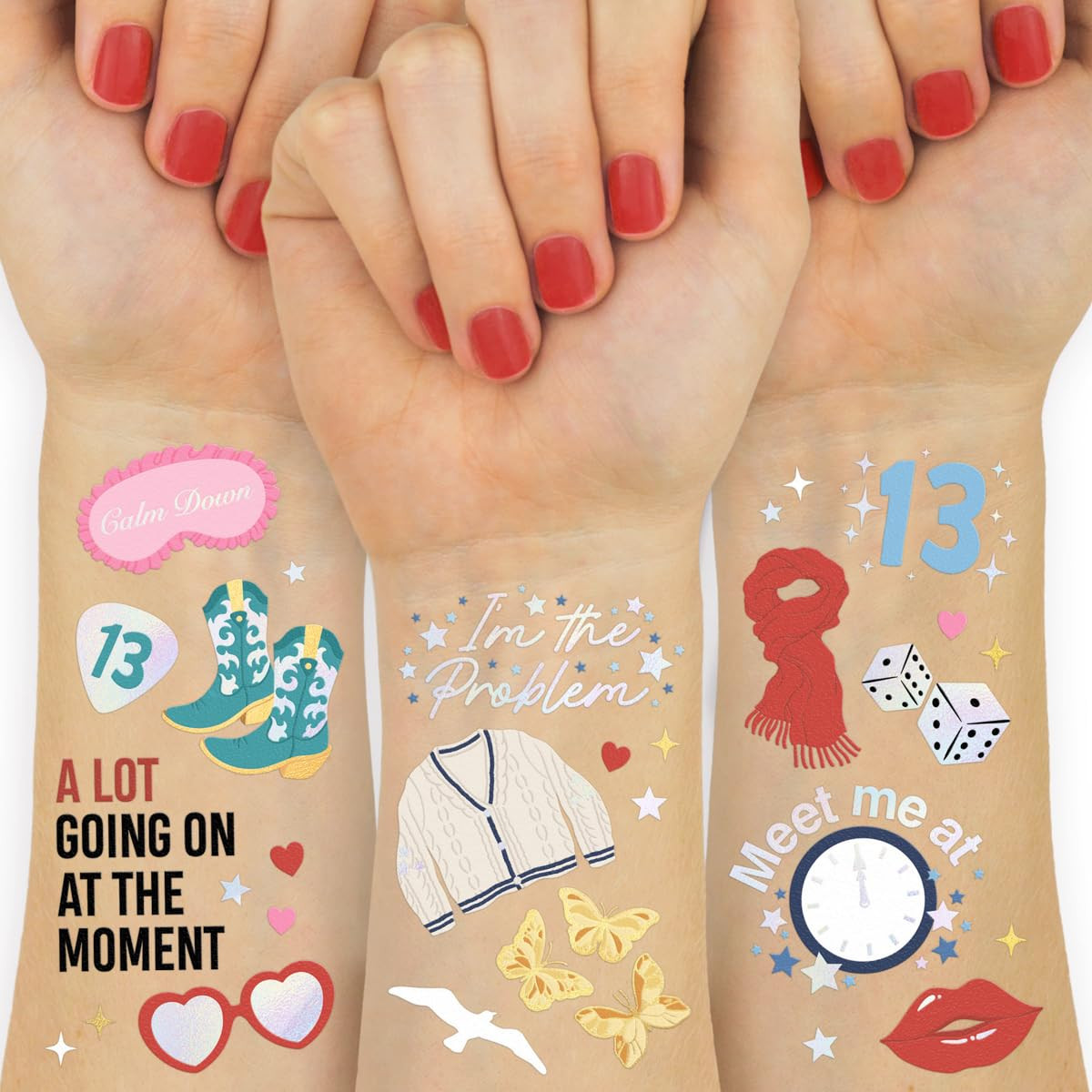 xo, Fetti Eras Party Temporary Tattoos - 74 Iridescent Styles | Bachelorette Decorations, Birthda... | Amazon (US)