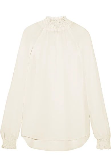 Smocked georgette blouse | NET-A-PORTER (UK & EU)